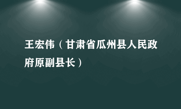 王宏伟（甘肃省瓜州县人民政府原副县长）