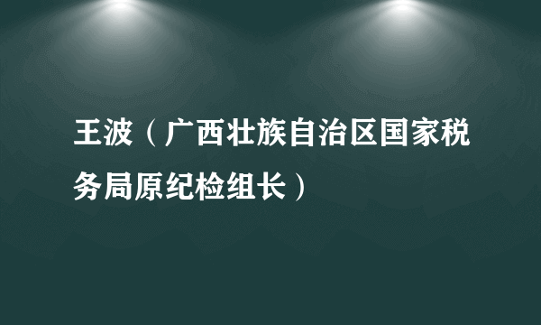 王波（广西壮族自治区国家税务局原纪检组长）