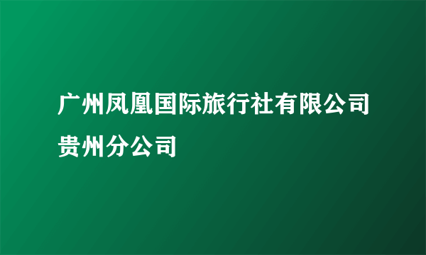 广州凤凰国际旅行社有限公司贵州分公司