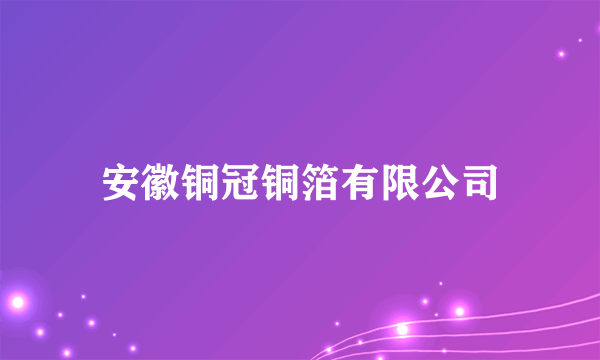 安徽铜冠铜箔有限公司