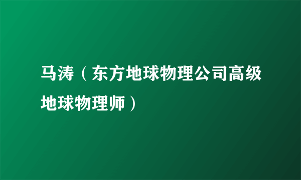 马涛（东方地球物理公司高级地球物理师）