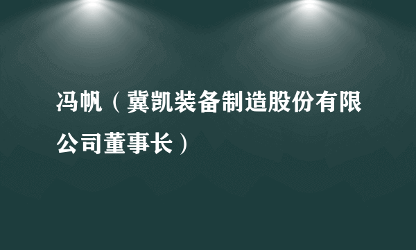 冯帆（冀凯装备制造股份有限公司董事长）