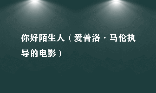 你好陌生人（爱普洛·马伦执导的电影）