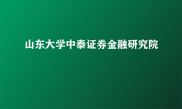 山东大学中泰证券金融研究院