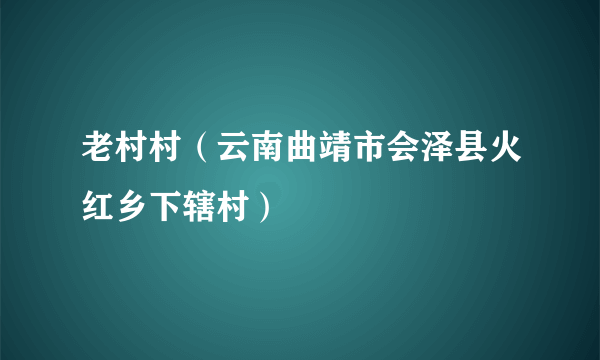 老村村（云南曲靖市会泽县火红乡下辖村）