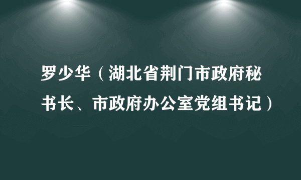 罗少华（湖北省荆门市政府秘书长、市政府办公室党组书记）