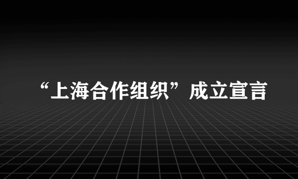 “上海合作组织”成立宣言