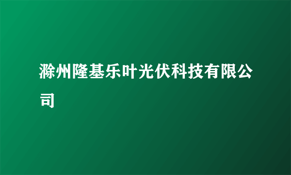 滁州隆基乐叶光伏科技有限公司