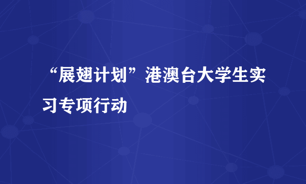 “展翅计划”港澳台大学生实习专项行动