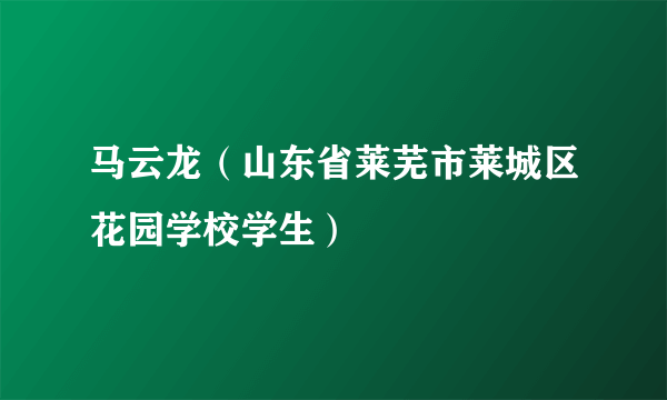 马云龙（山东省莱芜市莱城区花园学校学生）