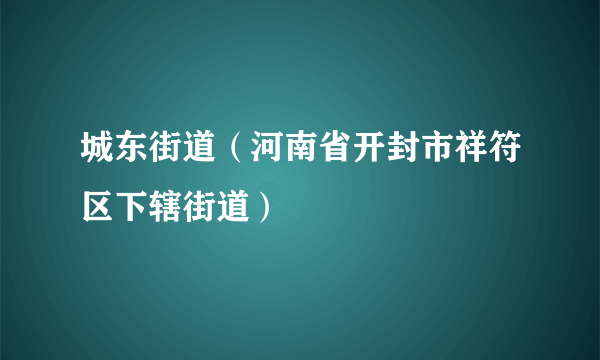 城东街道（河南省开封市祥符区下辖街道）