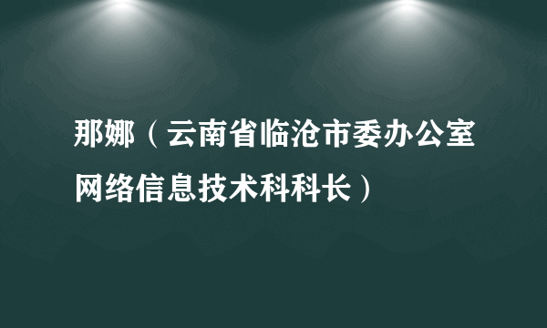 那娜（云南省临沧市委办公室网络信息技术科科长）