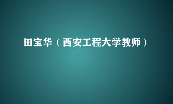 田宝华（西安工程大学教师）