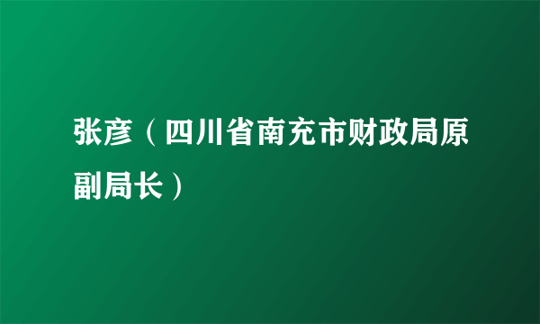 张彦（四川省南充市财政局原副局长）