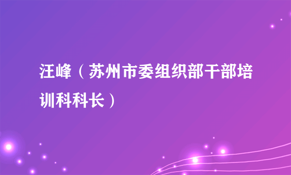 汪峰（苏州市委组织部干部培训科科长）