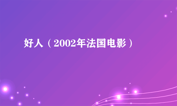 好人（2002年法国电影）