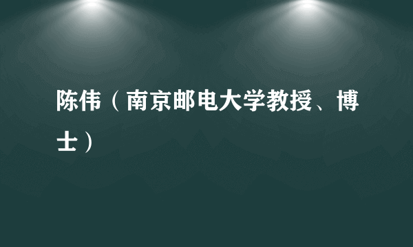 陈伟（南京邮电大学教授、博士）