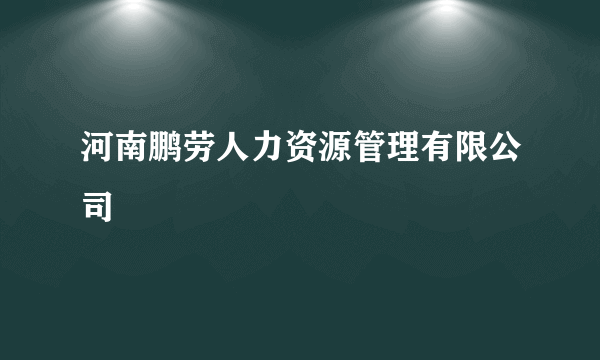 河南鹏劳人力资源管理有限公司