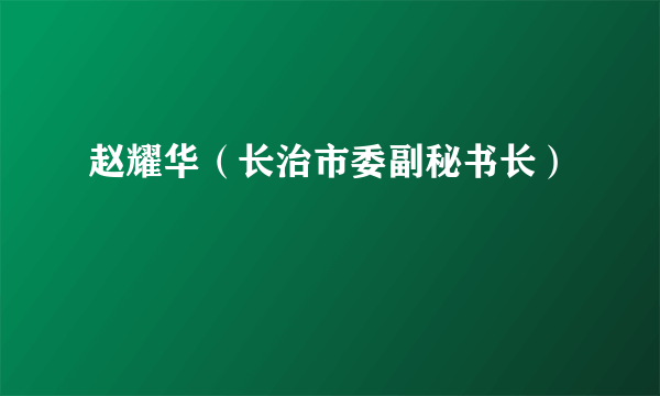 赵耀华（长治市委副秘书长）