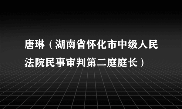 唐琳（湖南省怀化市中级人民法院民事审判第二庭庭长）