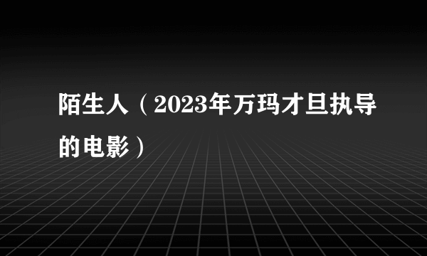 陌生人（2023年万玛才旦执导的电影）