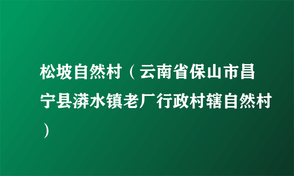 松坡自然村（云南省保山市昌宁县漭水镇老厂行政村辖自然村）