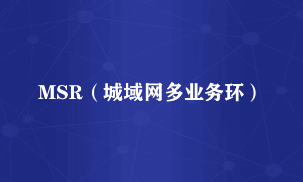 MSR（城域网多业务环）