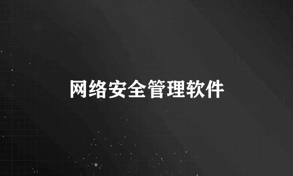 网络安全管理软件