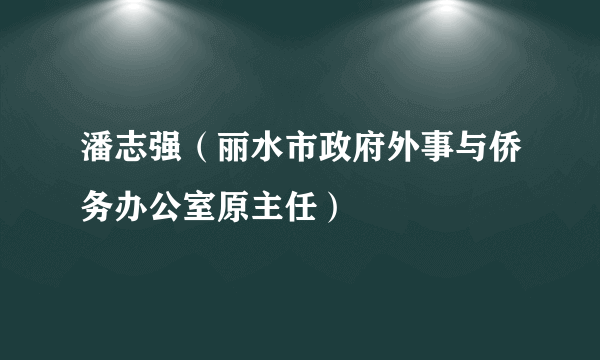 潘志强（丽水市政府外事与侨务办公室原主任）