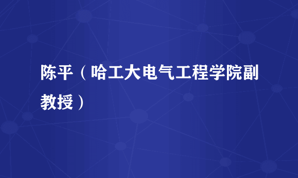 陈平（哈工大电气工程学院副教授）