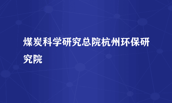 煤炭科学研究总院杭州环保研究院