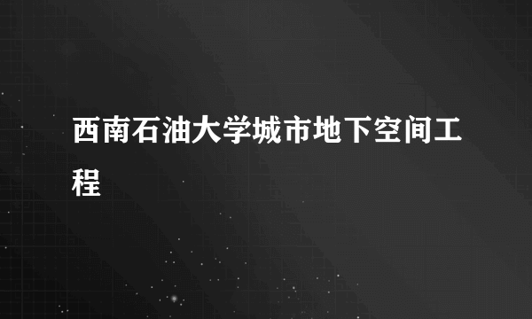 西南石油大学城市地下空间工程