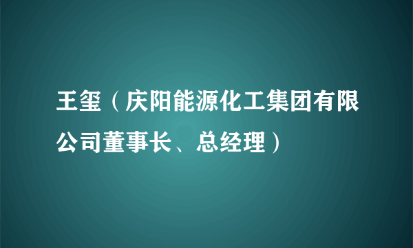 王玺（庆阳能源化工集团有限公司董事长、总经理）