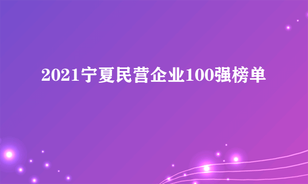 2021宁夏民营企业100强榜单