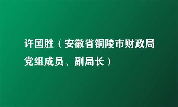 许国胜（安徽省铜陵市财政局党组成员、副局长）