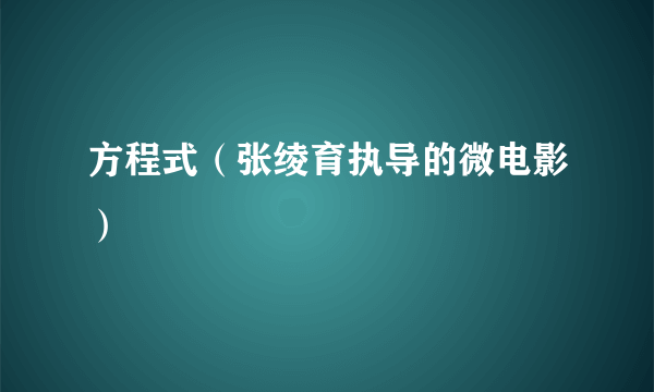 方程式（张绫育执导的微电影）