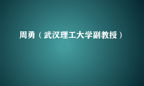 周勇（武汉理工大学副教授）