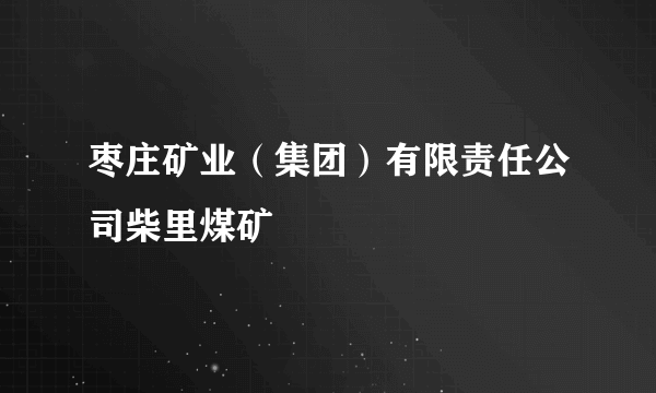 枣庄矿业（集团）有限责任公司柴里煤矿