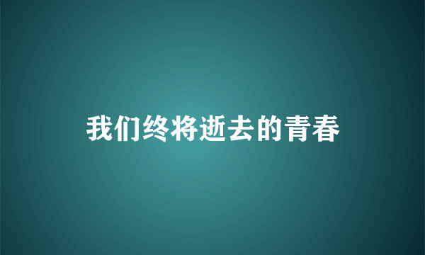 我们终将逝去的青春