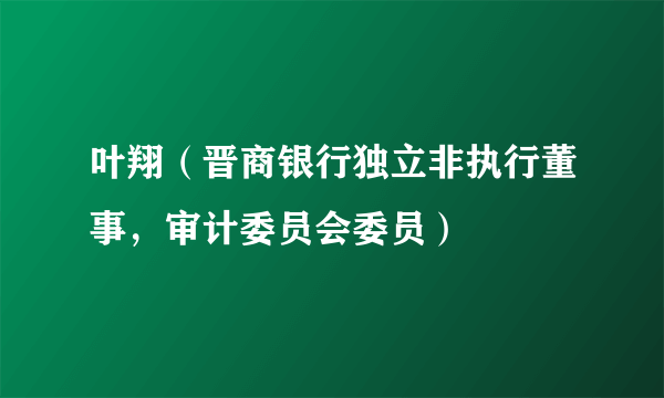 叶翔（晋商银行独立非执行董事，审计委员会委员）