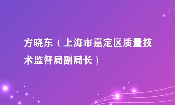 方晓东（上海市嘉定区质量技术监督局副局长）