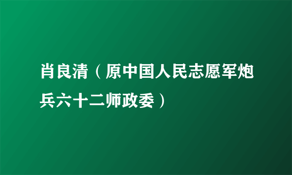 肖良清（原中国人民志愿军炮兵六十二师政委）