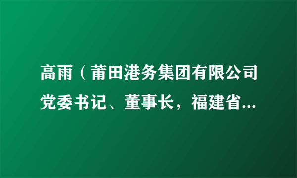 高雨（莆田港务集团有限公司党委书记、董事长，福建省罗屿港口开发有限公司党支部书记、董事长）