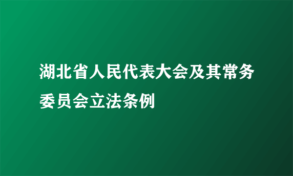 湖北省人民代表大会及其常务委员会立法条例