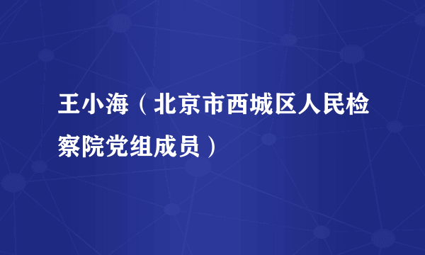 王小海（北京市西城区人民检察院党组成员）