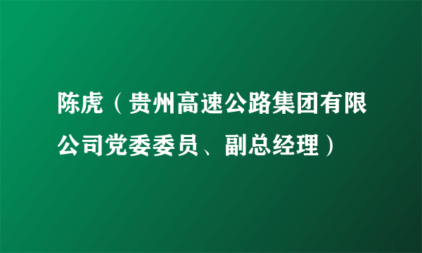 陈虎（贵州高速公路集团有限公司党委委员、副总经理）