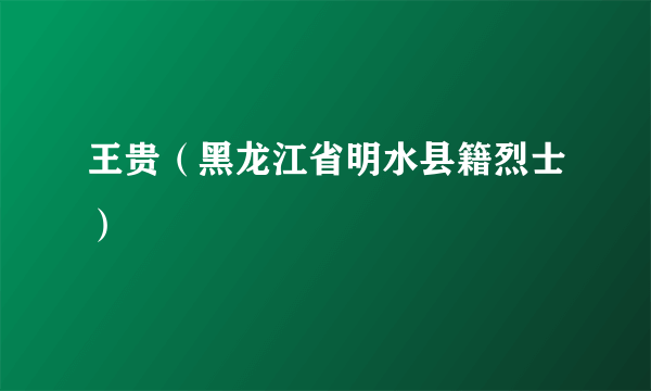 王贵（黑龙江省明水县籍烈士）