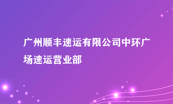 广州顺丰速运有限公司中环广场速运营业部