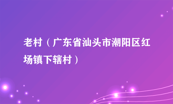 老村（广东省汕头市潮阳区红场镇下辖村）