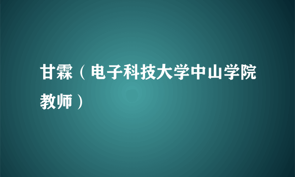 甘霖（电子科技大学中山学院教师）